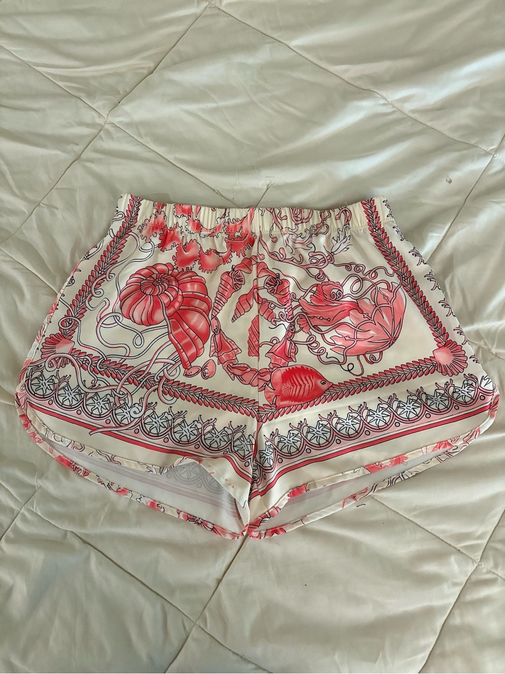 Emilio Pucci Coral Seashell Printed High Waist Shorts